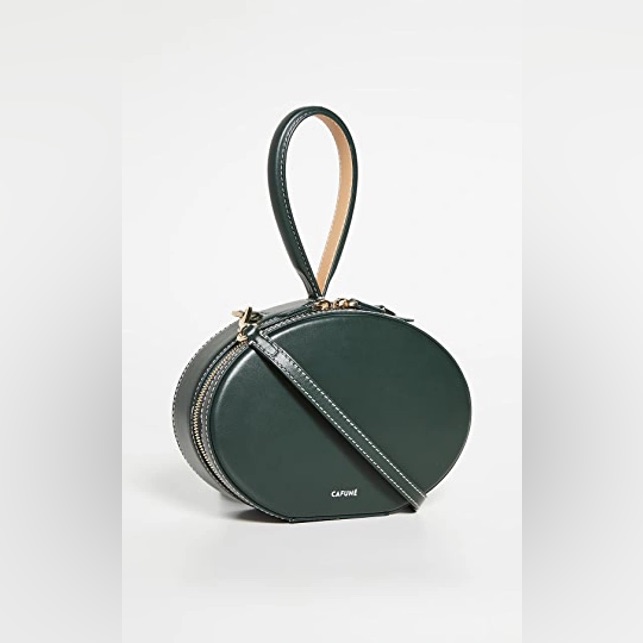 Cafun Egg Bag Forest Green Leather Crossbody Clutch Structured Top Handle